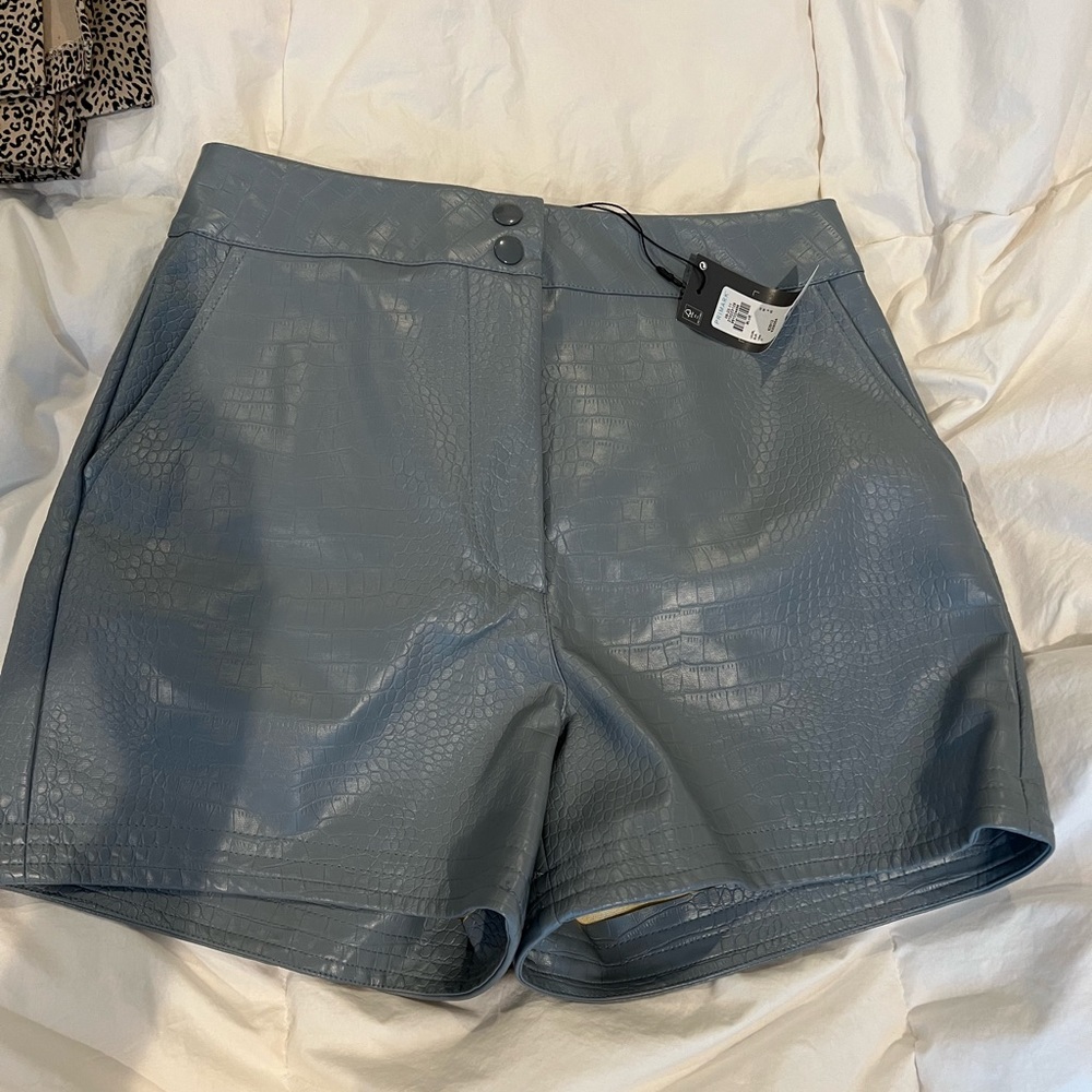 Primark snake skin blue leather shorts size 6